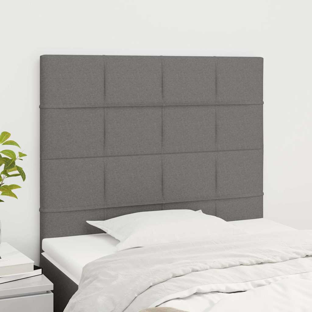 vidaXL Табла за легло тъмносива 90x5x118/128 см плат
