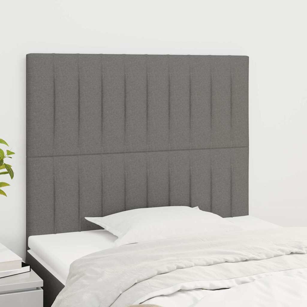 vidaXL Табла за легло тъмносива 90x5x118/128 см плат