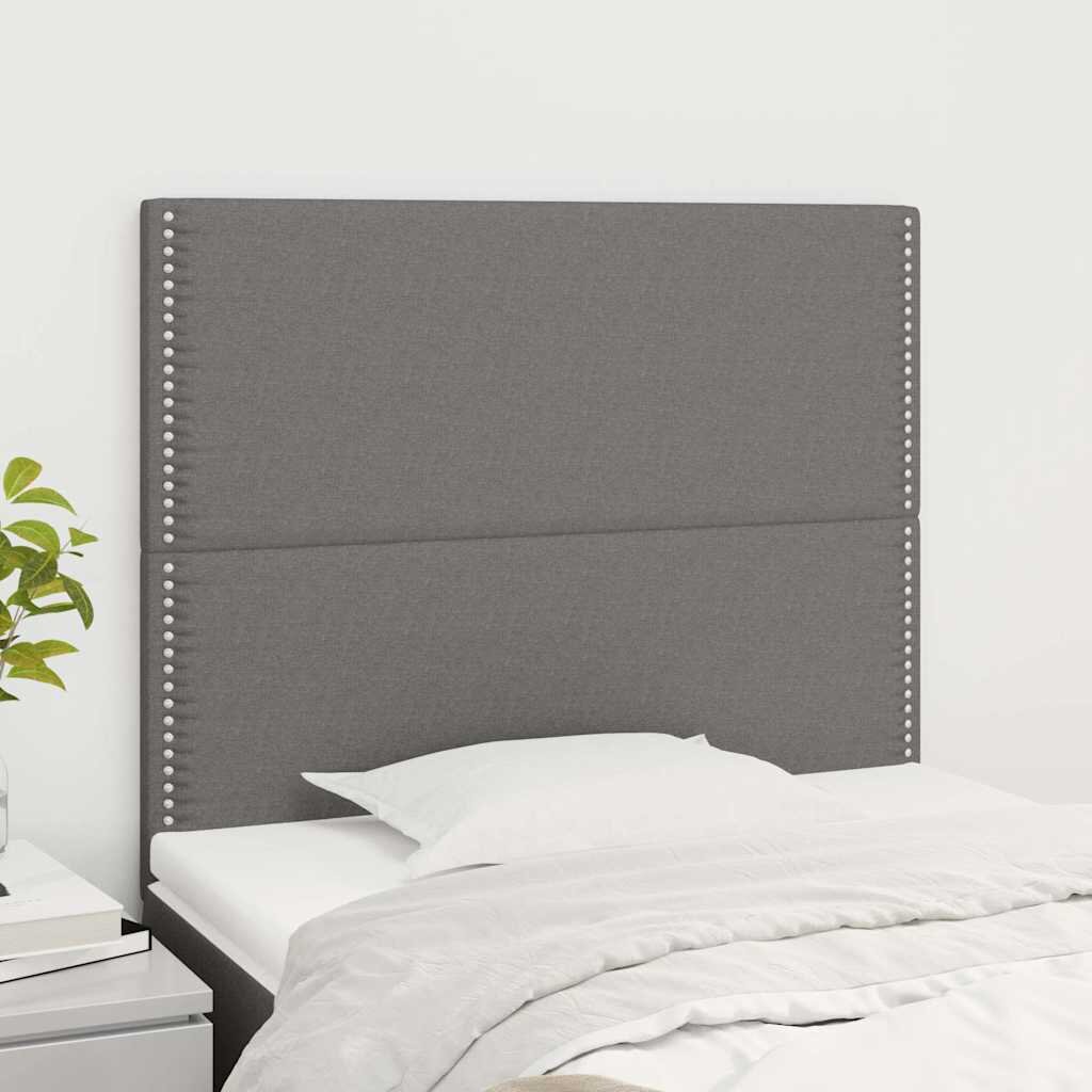 vidaXL Табла за легло тъмносива 90x5x118/128 см плат