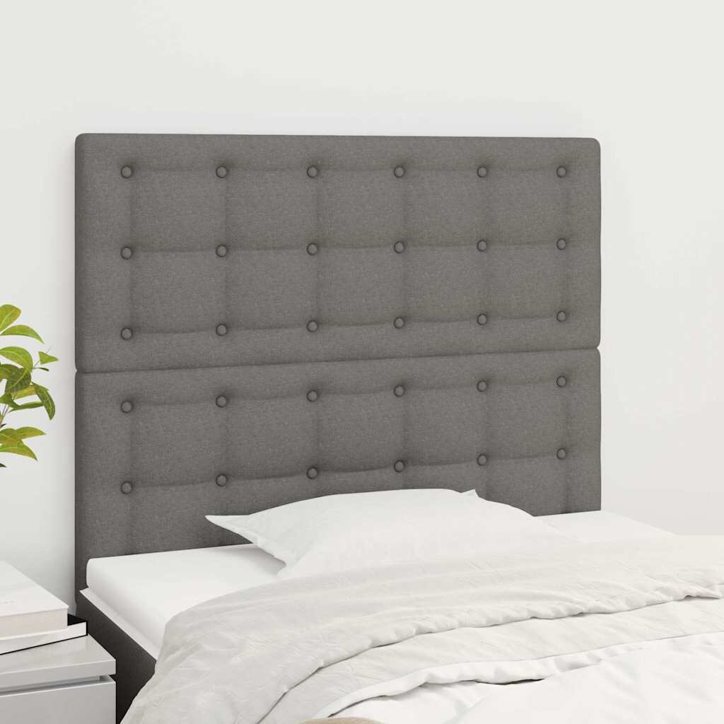 vidaXL Табла за легло тъмносива 90x5x118/128 см плат