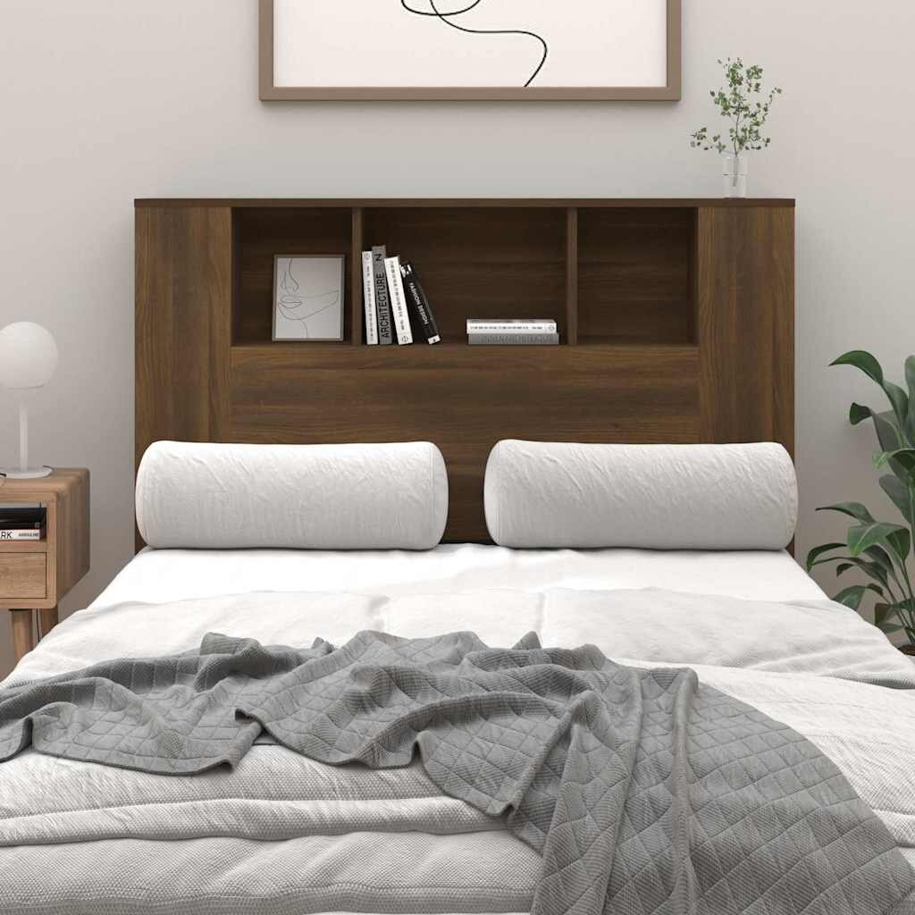 vidaXL Табла за легло тип шкаф кафяв дъб 120x185x1025 см