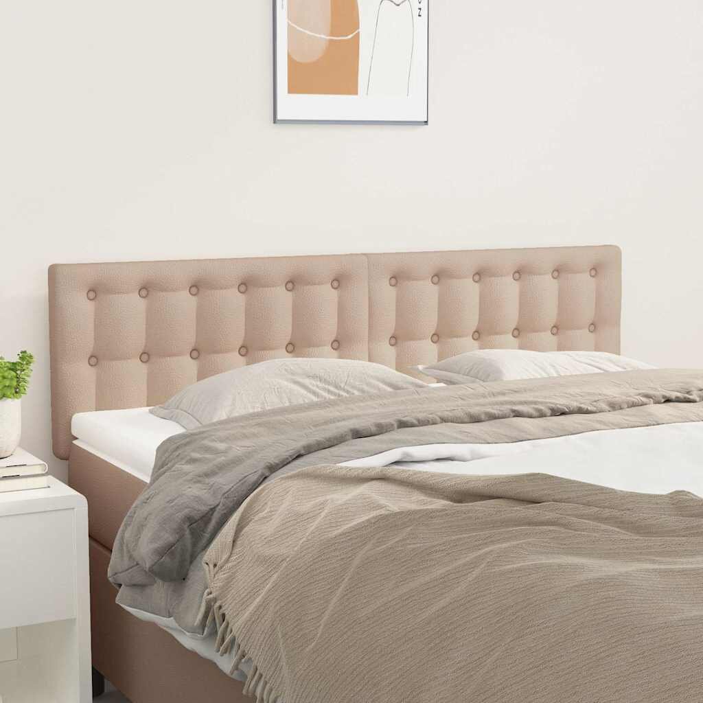 vidaXL Табла за легло цвят капучино 144x5x78/88 см изкуствена кожа