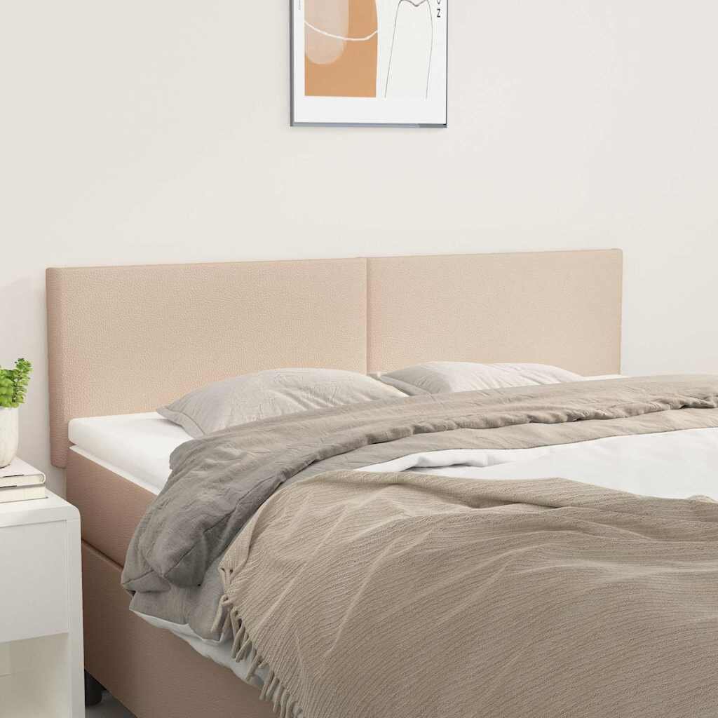 vidaXL Табла за легло цвят капучино 144x5x78/88 см изкуствена кожа