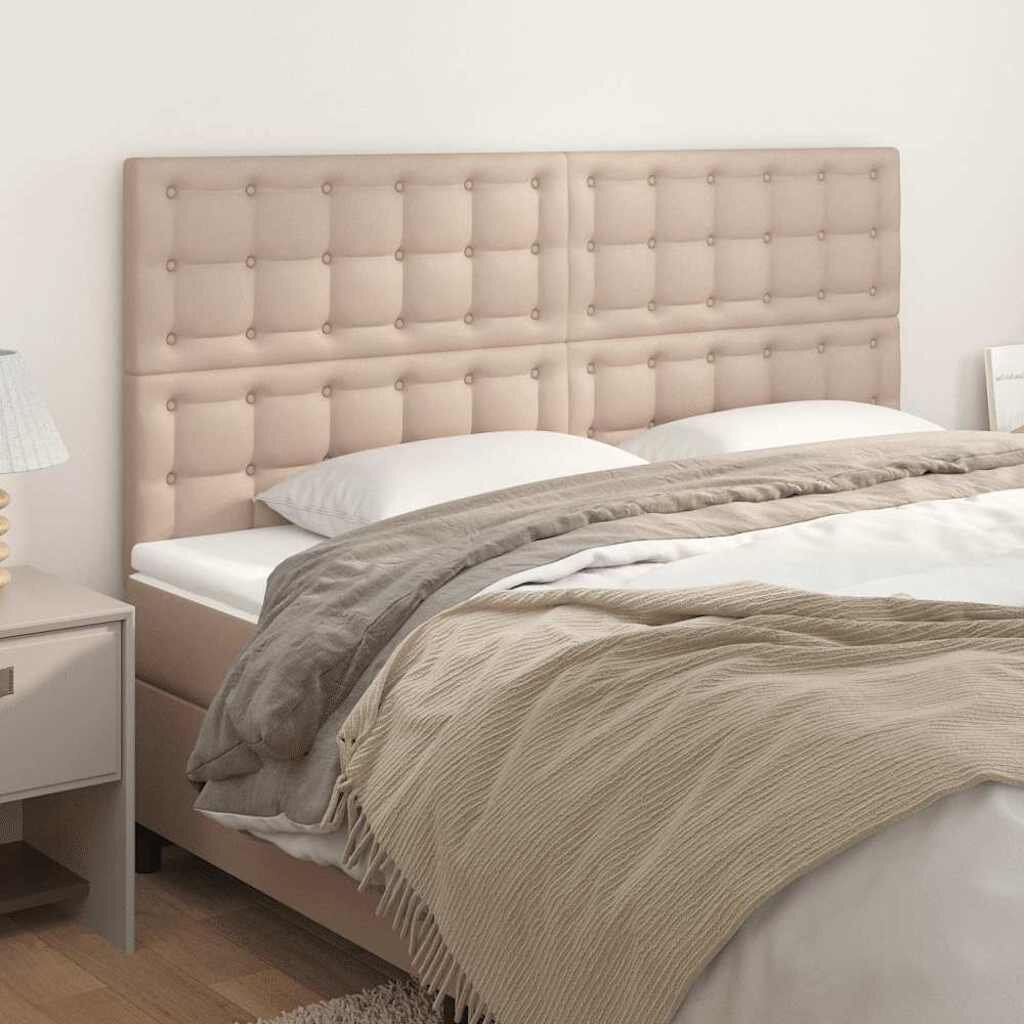 vidaXL Табла за легло цвят капучино 180x5x118/128 см изкуствена кожа