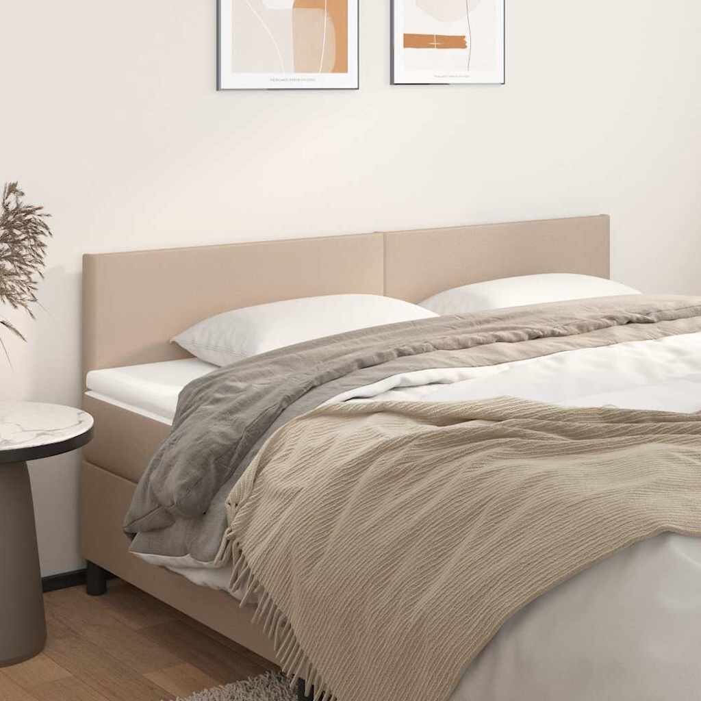 vidaXL Табла за легло цвят капучино 200x5x78/88 см изкуствена кожа