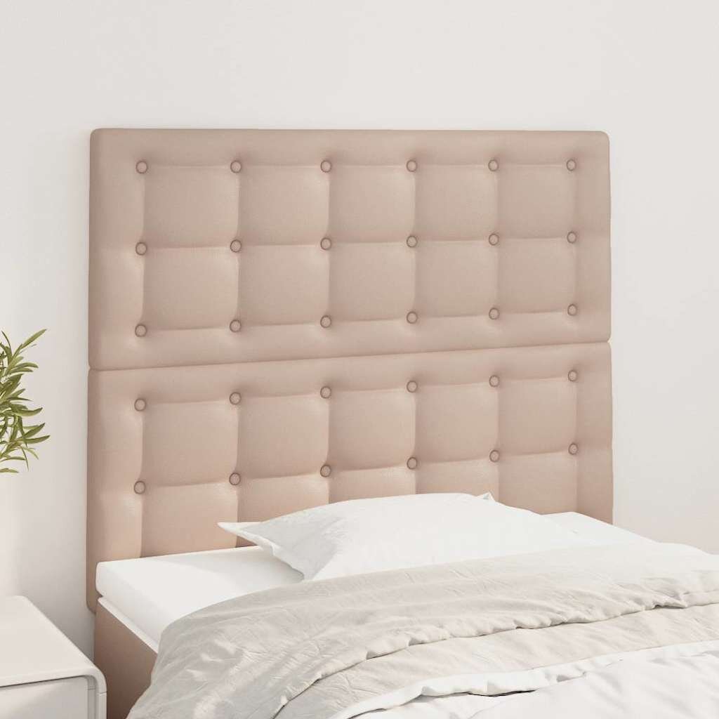 vidaXL Табла за легло цвят капучино 90x5x118/128 см изкуствена кожа