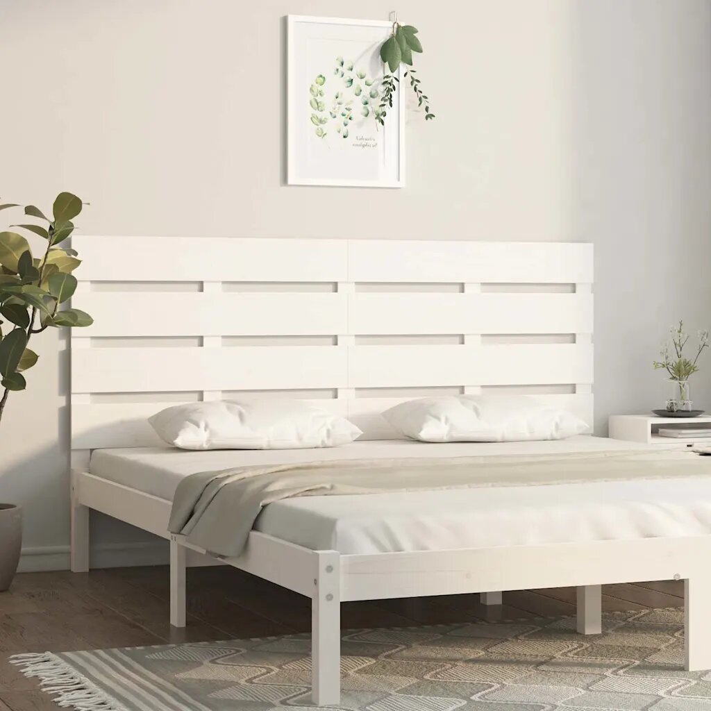 vidaXL Табла за спалня бяла 140x3x80 см борово дърво масив