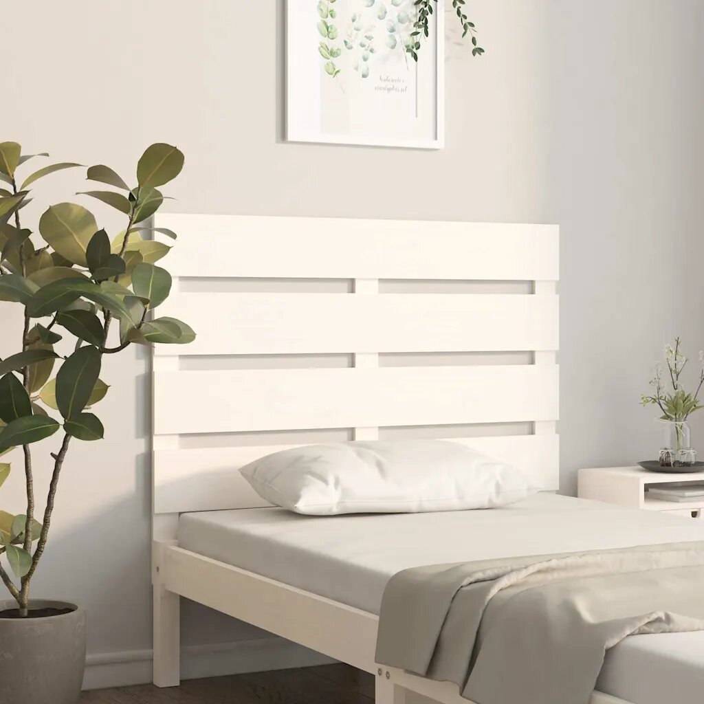 vidaXL Табла за спалня бяла 75x3x80 см борово дърво масив