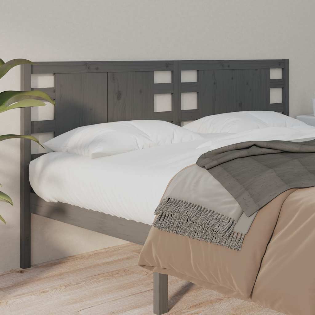vidaXL Табла за спалня сива 126x4x100 см бор масив