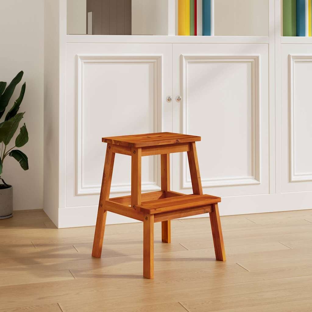 vidaXL Табуретка с 2 стъпала 40x38x50 см масивна акация