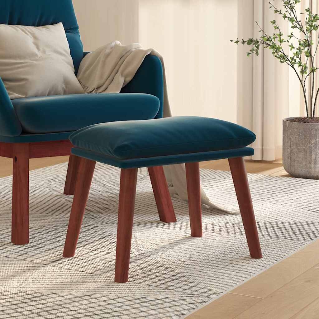 vidaXL Табуретка синя 45x295x35 см кадифе