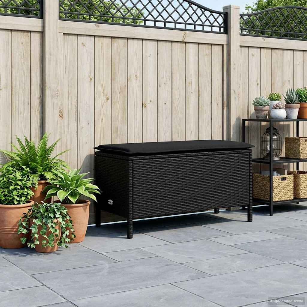 vidaXL Табуретка за градина Черно 80 x 38 x 45 cm ПЕ ратан