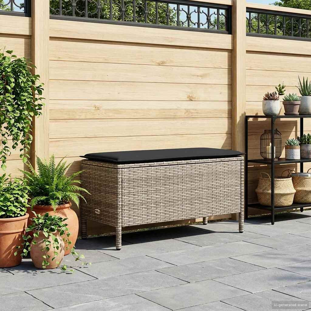 vidaXL Табуретка за градина Сив и тъмен сив 80 x 38 x 45 cm ПЕ ратан