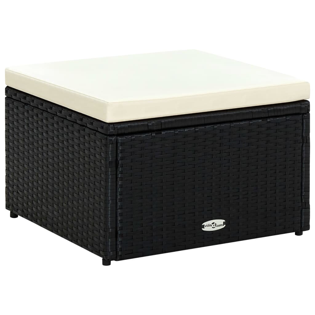 vidaXL Табуретка за крака - отоманка от полиратан 53x53x30 cм черен