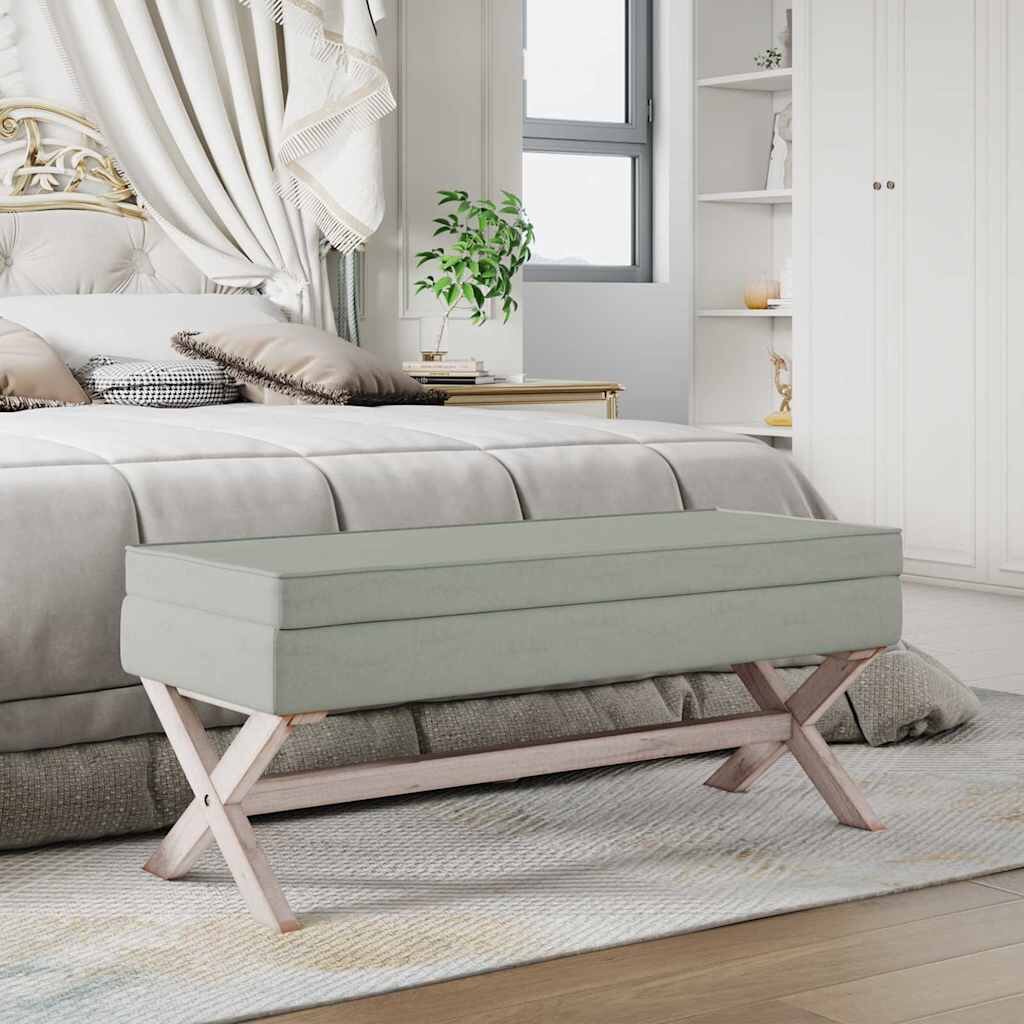 vidaXL Табуретка за съхранение светлосива 110x45x49 см кадифе