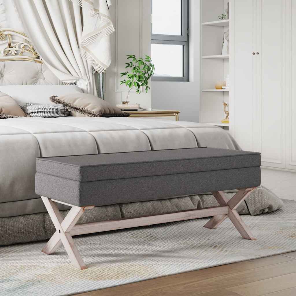 vidaXL Табуретка за съхранение тъмносива 110x45x49 см плат