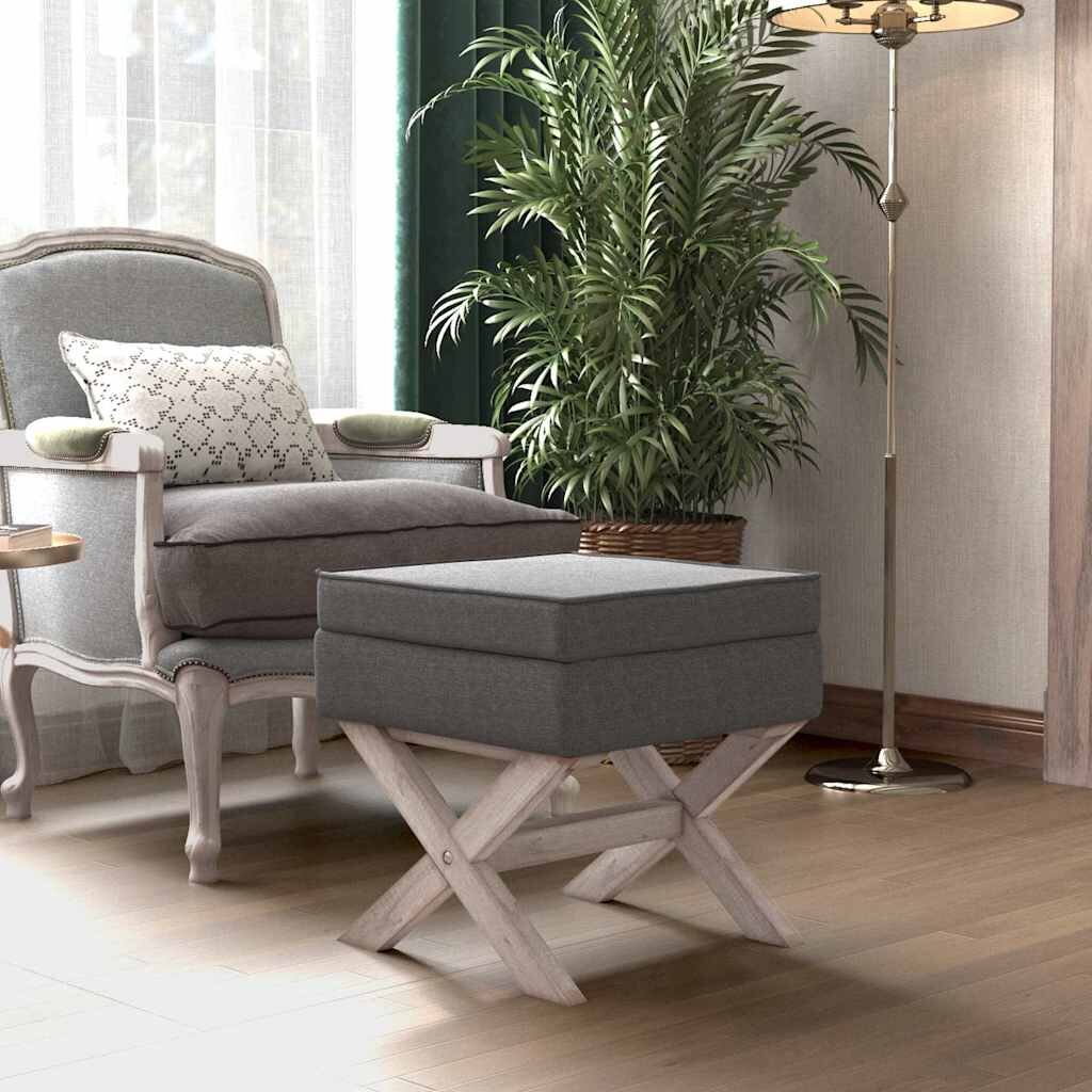 vidaXL Табуретка за съхранение тъмносива 45x45x49 см плат