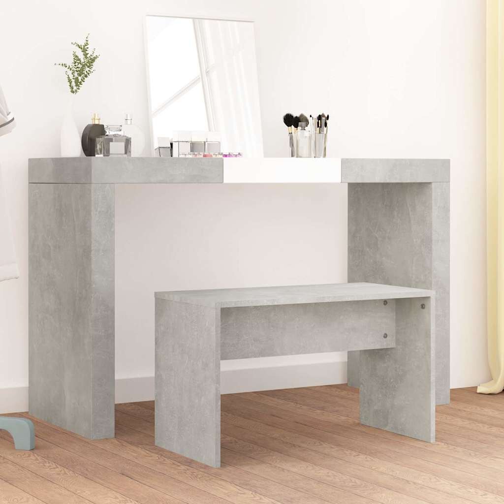 vidaXL Табуретка за тоалетка бетонно сива 70x35x45 см инженерно дърво