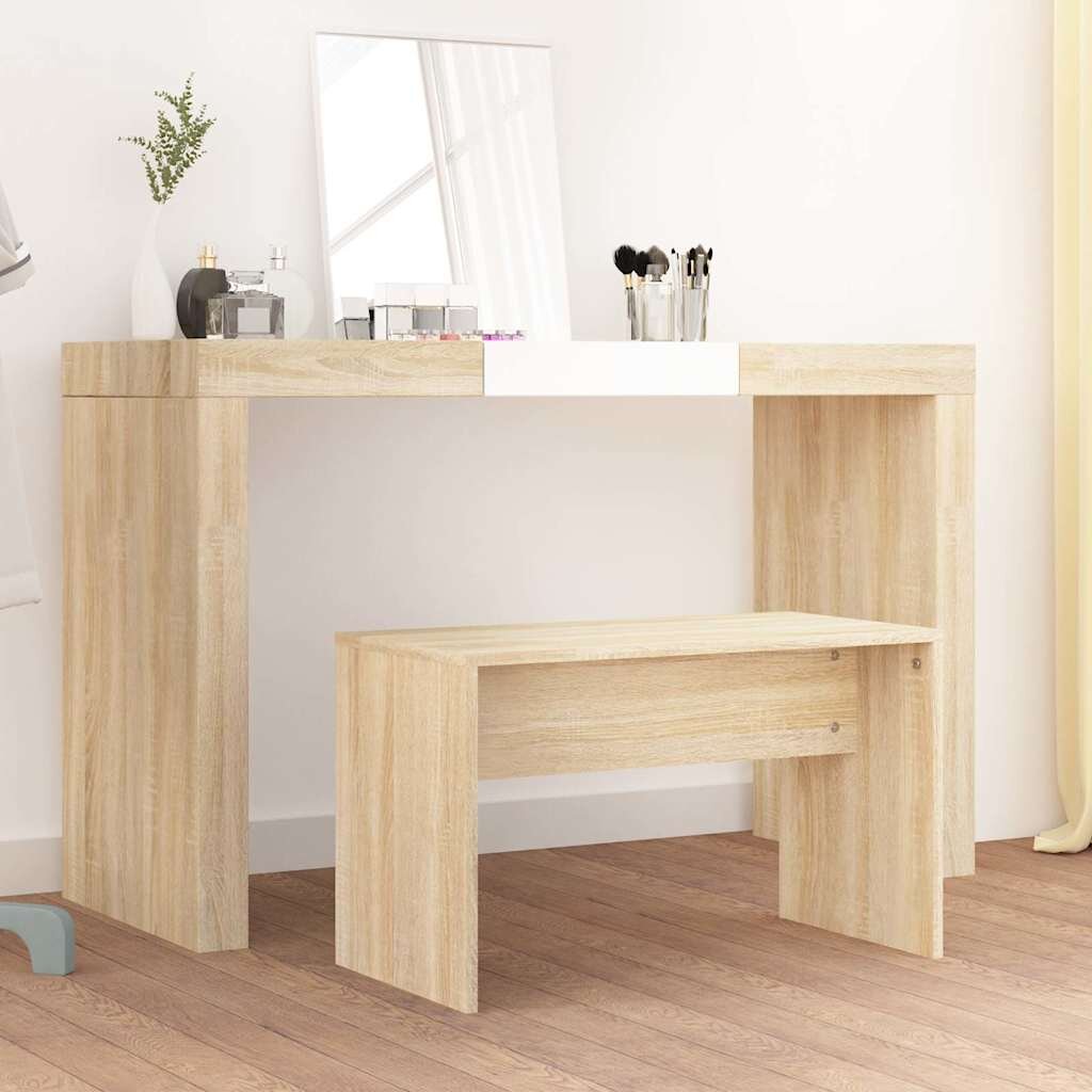 vidaXL Табуретка за тоалетка дъб сонома 70x35x45 см инженерно дърво