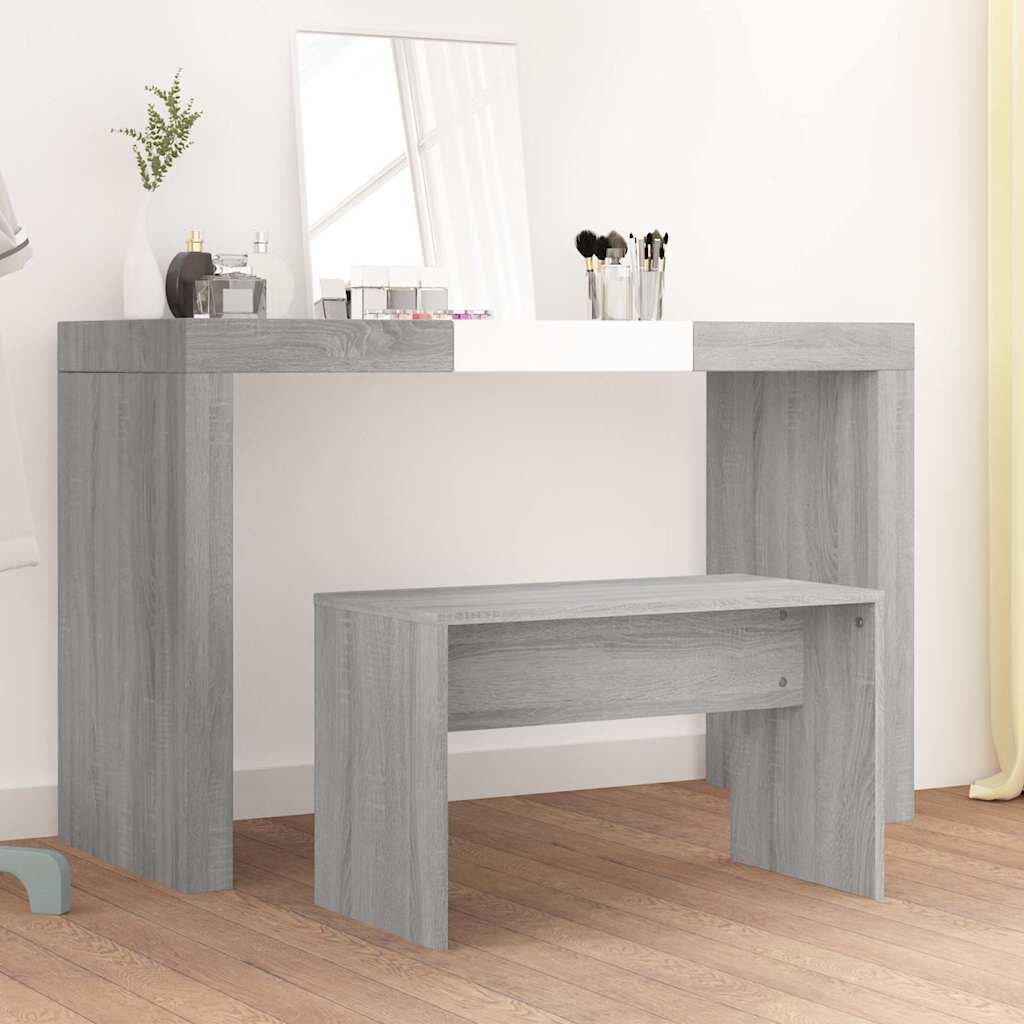 vidaXL Табуретка за тоалетка сив сонома 70x35x45см инженерно дърво