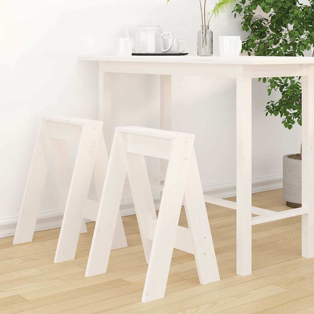 vidaXL Табуретки 2 бр бели 40x40x60 см борово дърво масив