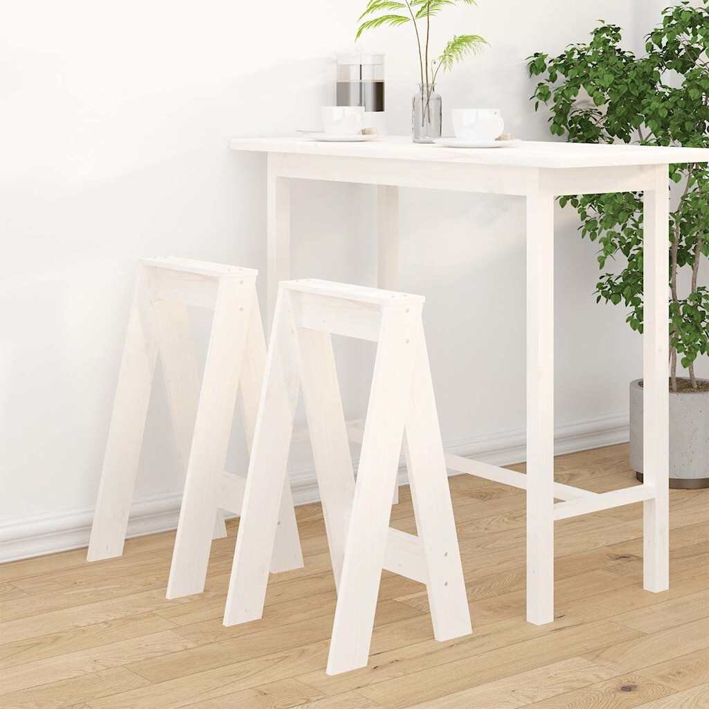 vidaXL Табуретки 2 бр бяла 40x40x75 см борово дърво масив