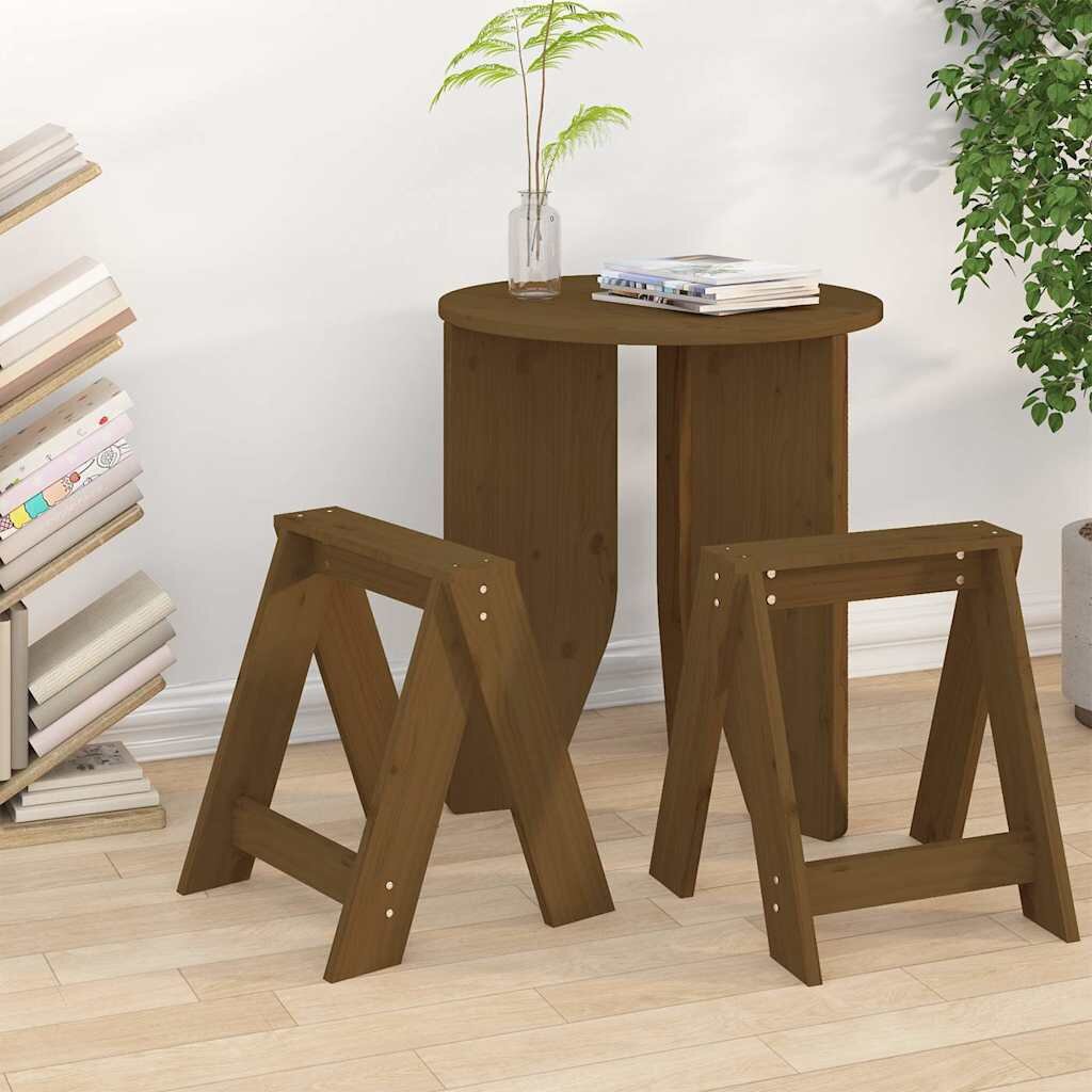 vidaXL Табуретки 2 бр меденокафяви 40x40x45 см борово дърво масив