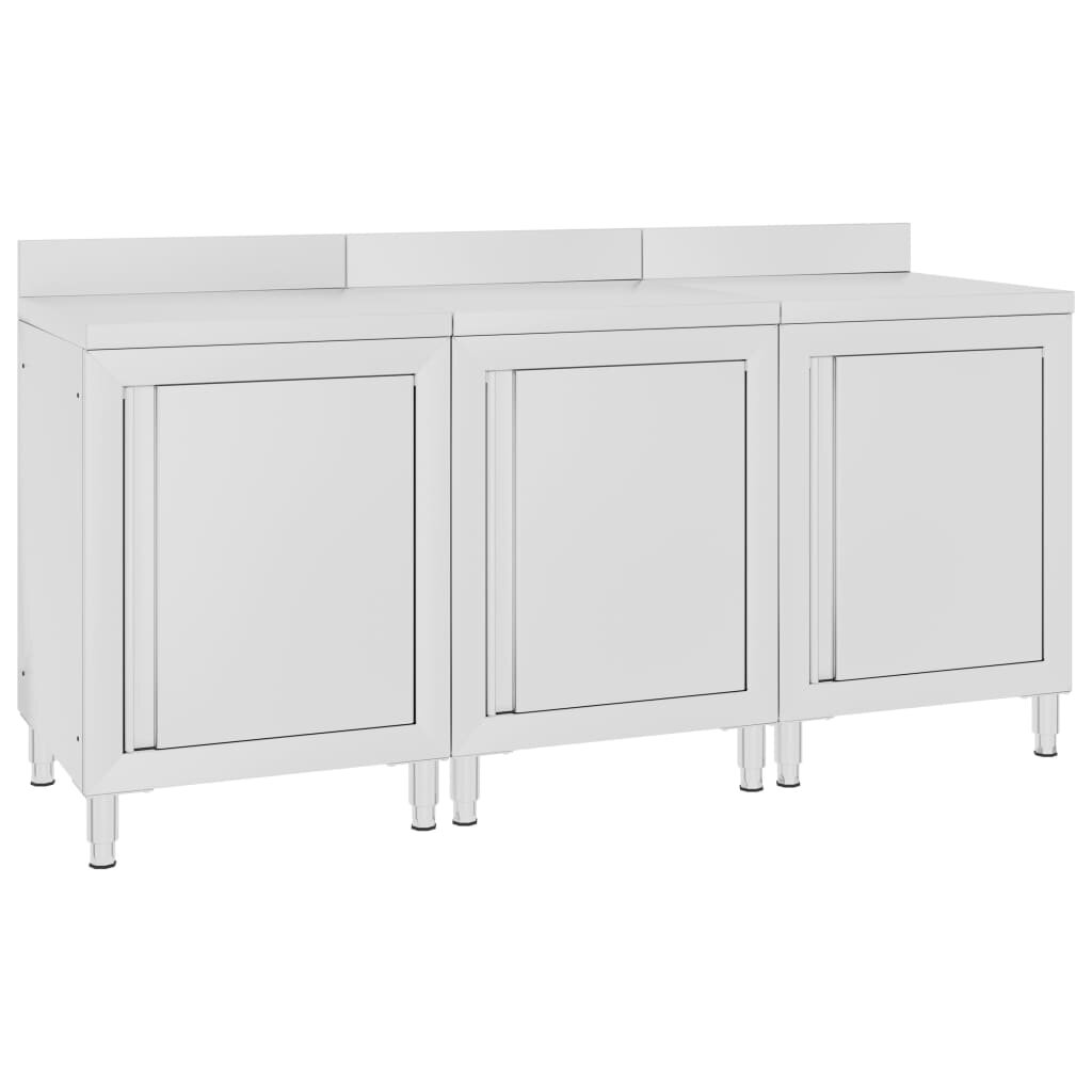vidaXL Търговска работна маса с шкаф 180x60x96 см неръждаема стомана