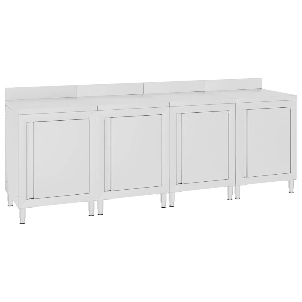 vidaXL Търговска работна маса с шкаф 240x60x96 см неръждаема стомана