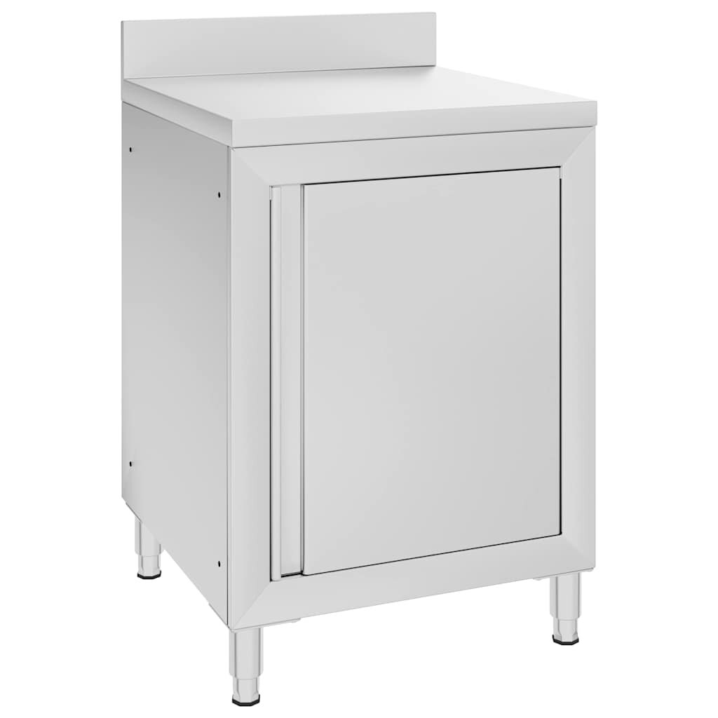 vidaXL Търговска работна маса с шкаф 60x60x96 см неръждаема стомана