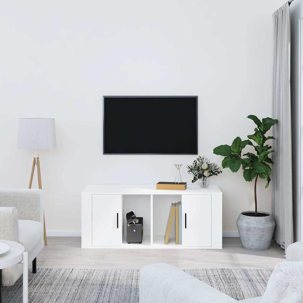vidaXL ТB шкаф бял 100x35x40 см инженерно дърво