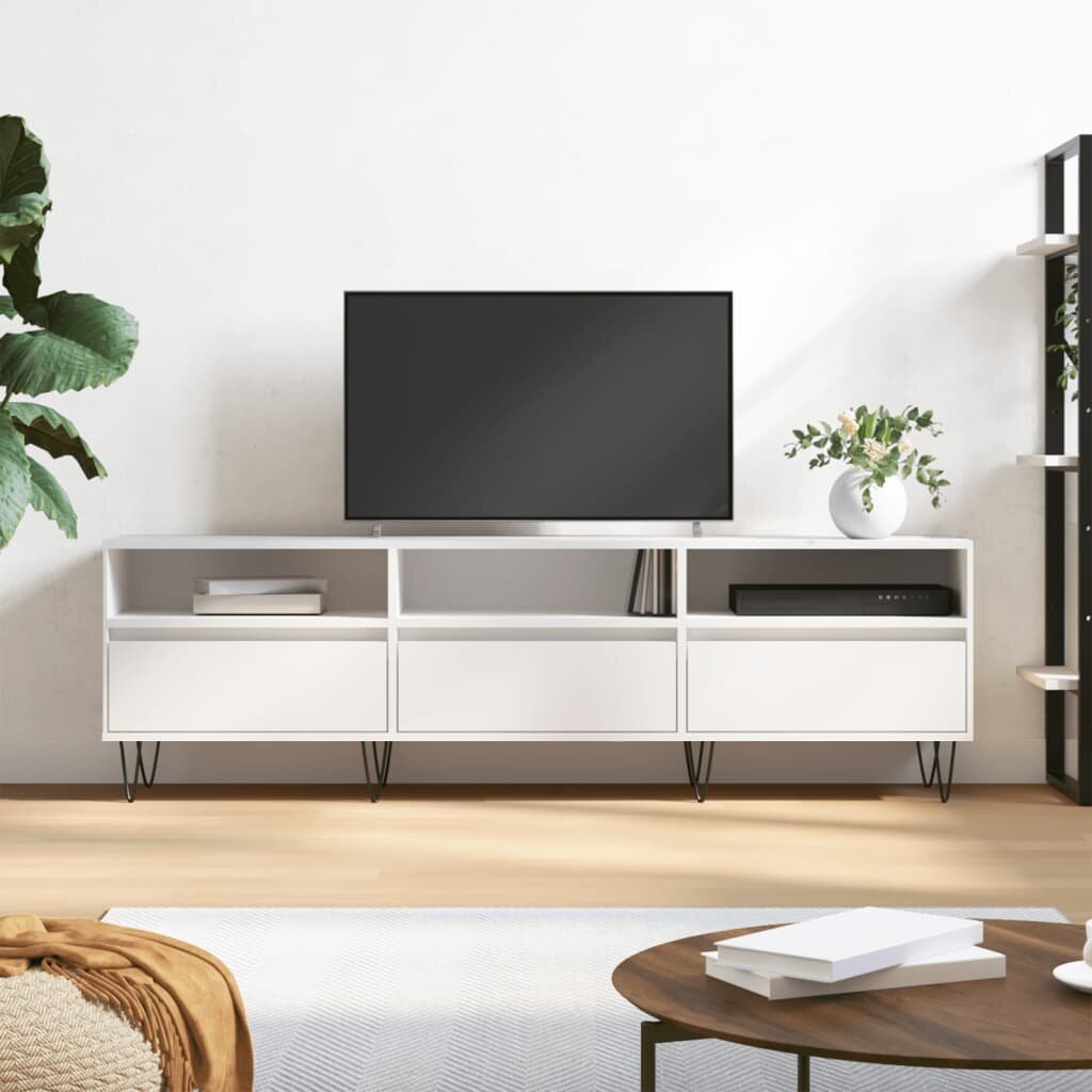vidaXL ТB шкаф бял 150x30x445 см инженерно дърво