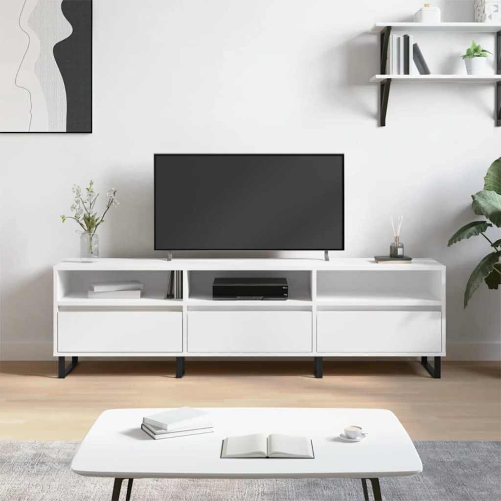 vidaXL ТB шкаф бял 150x30x445 см инженерно дърво