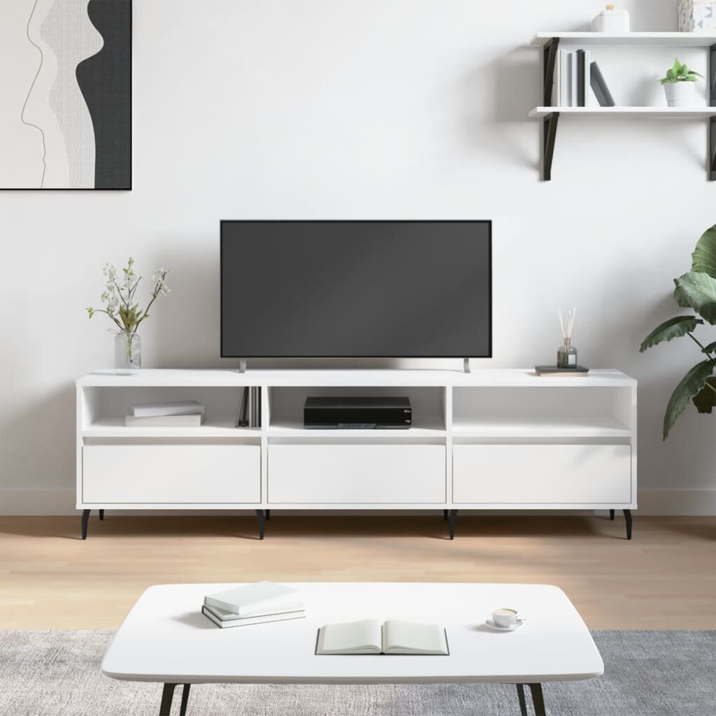 vidaXL ТB шкаф бял 150x30x445 см инженерно дърво
