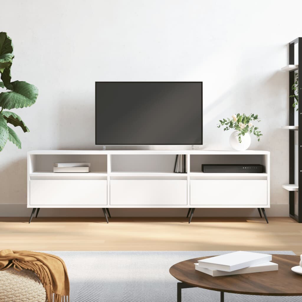 vidaXL ТB шкаф бял 150x30x445 см инженерно дърво