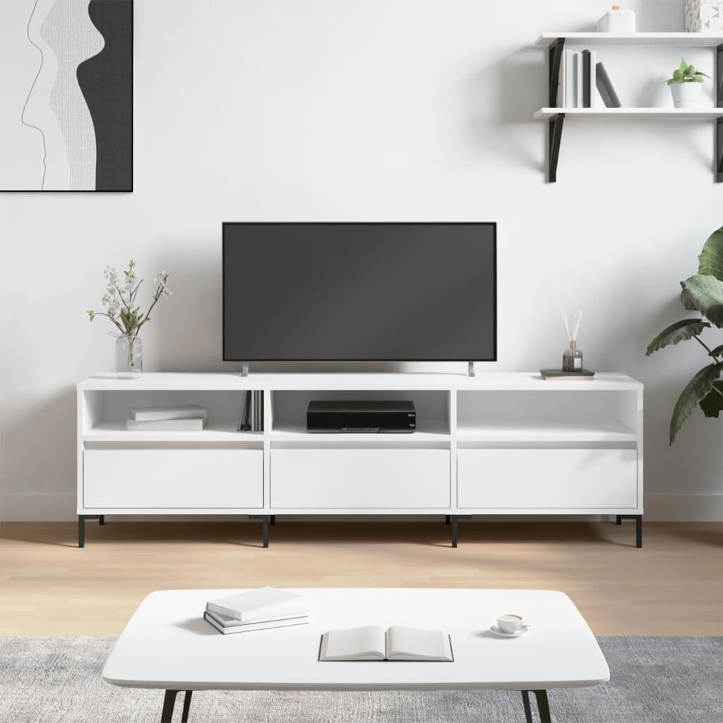vidaXL ТB шкаф бял 150x30x445 см инженерно дърво