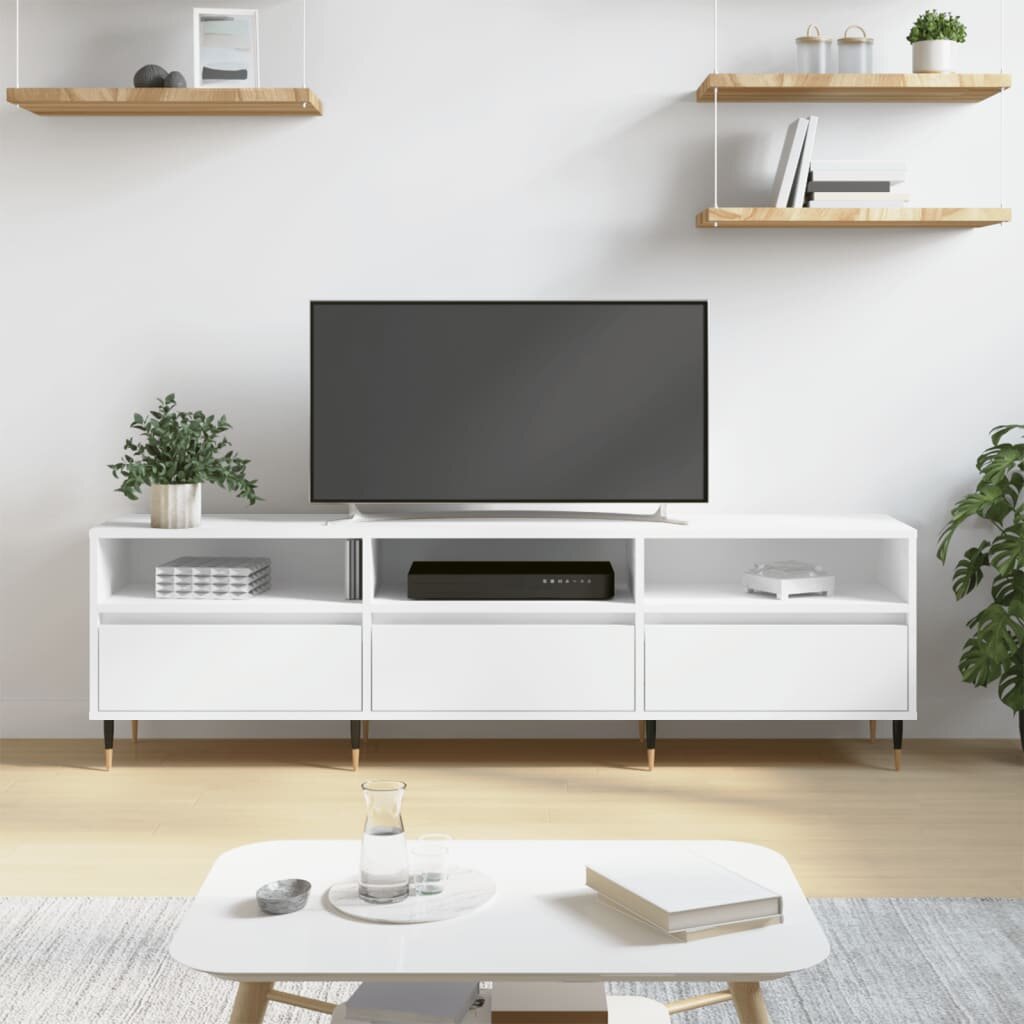 vidaXL ТB шкаф бял 150x30x445 см инженерно дърво