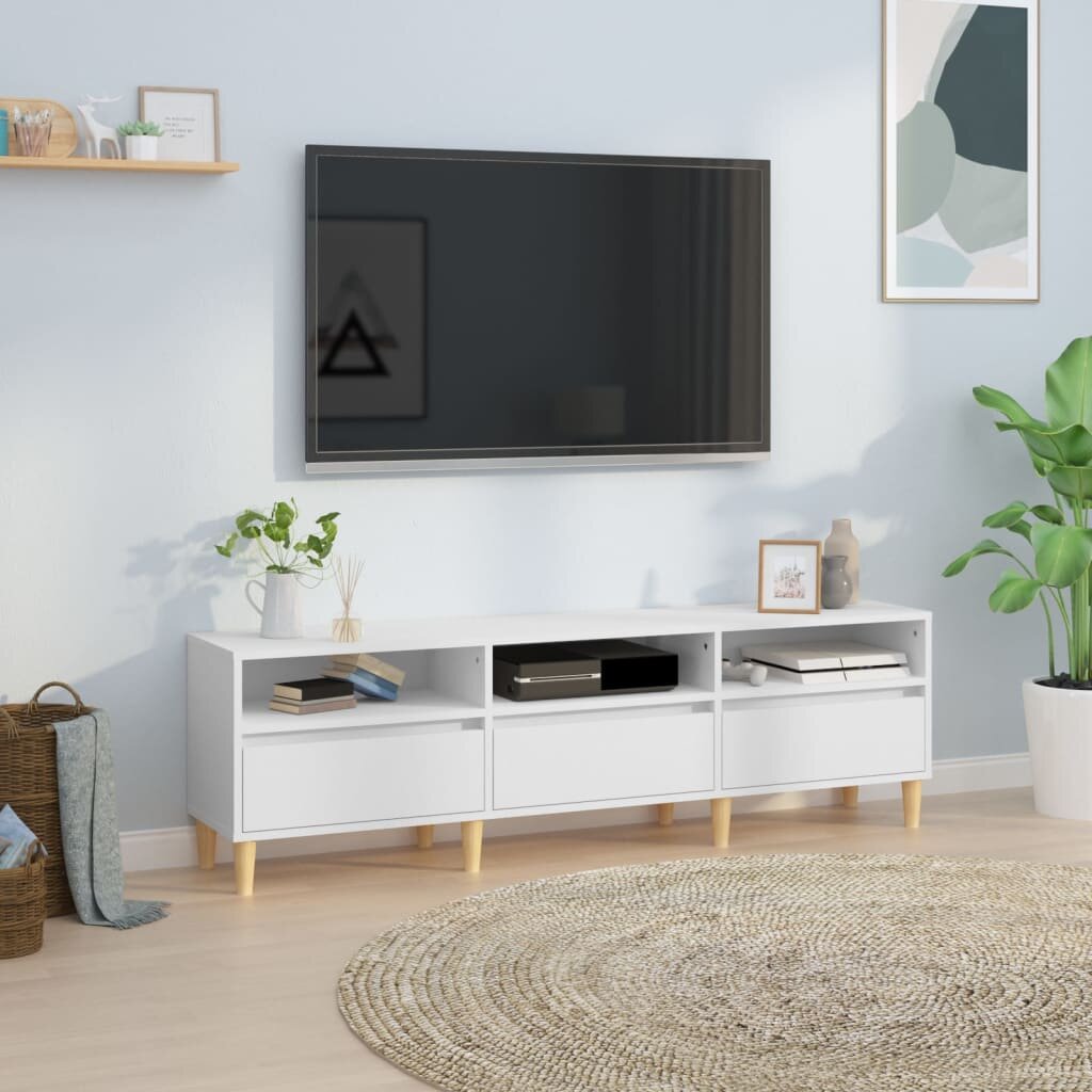vidaXL ТB шкаф бял 150x30x445 см инженерно дърво