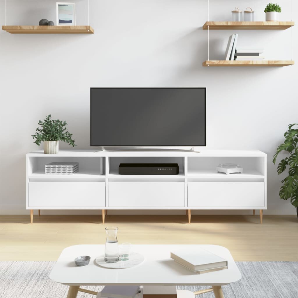 vidaXL ТB шкаф бял 150x30x445 см инженерно дърво