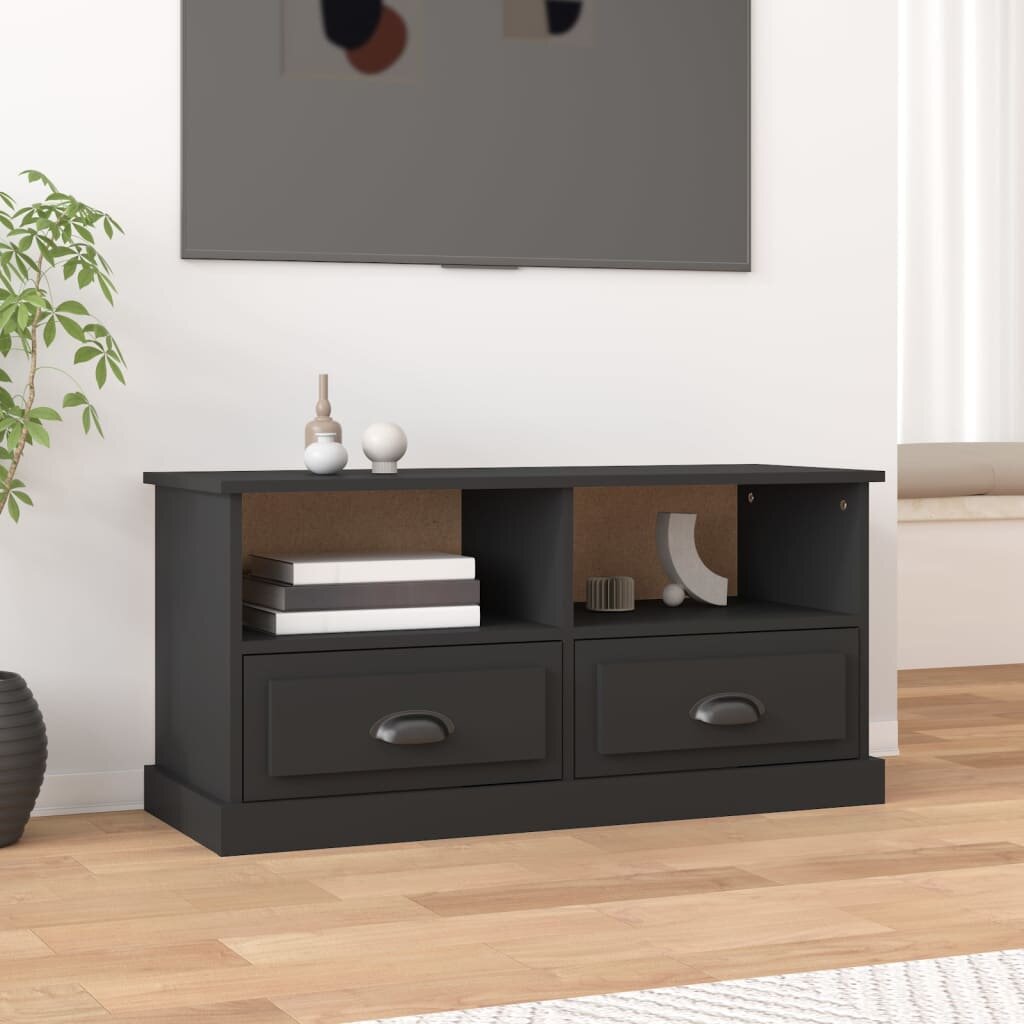 vidaXL ТB шкаф черен 93x355x45 см инженерно дърво