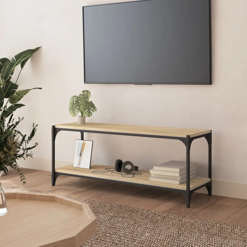vidaXL ТB шкаф дъб сонома 100x33x41 см инженерно дърво и стомана