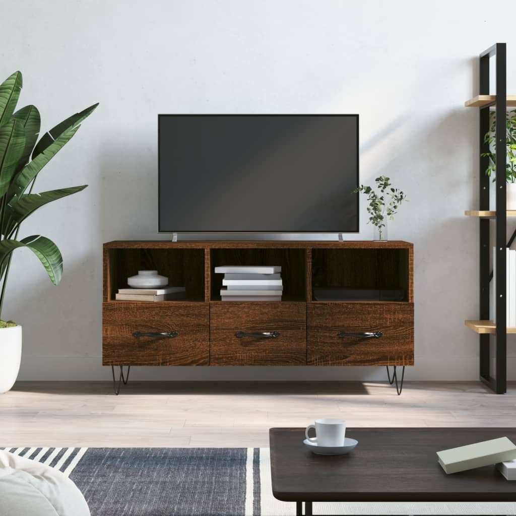 vidaXL ТB шкаф кафяв дъб 102x36x50 см инженерно дърво