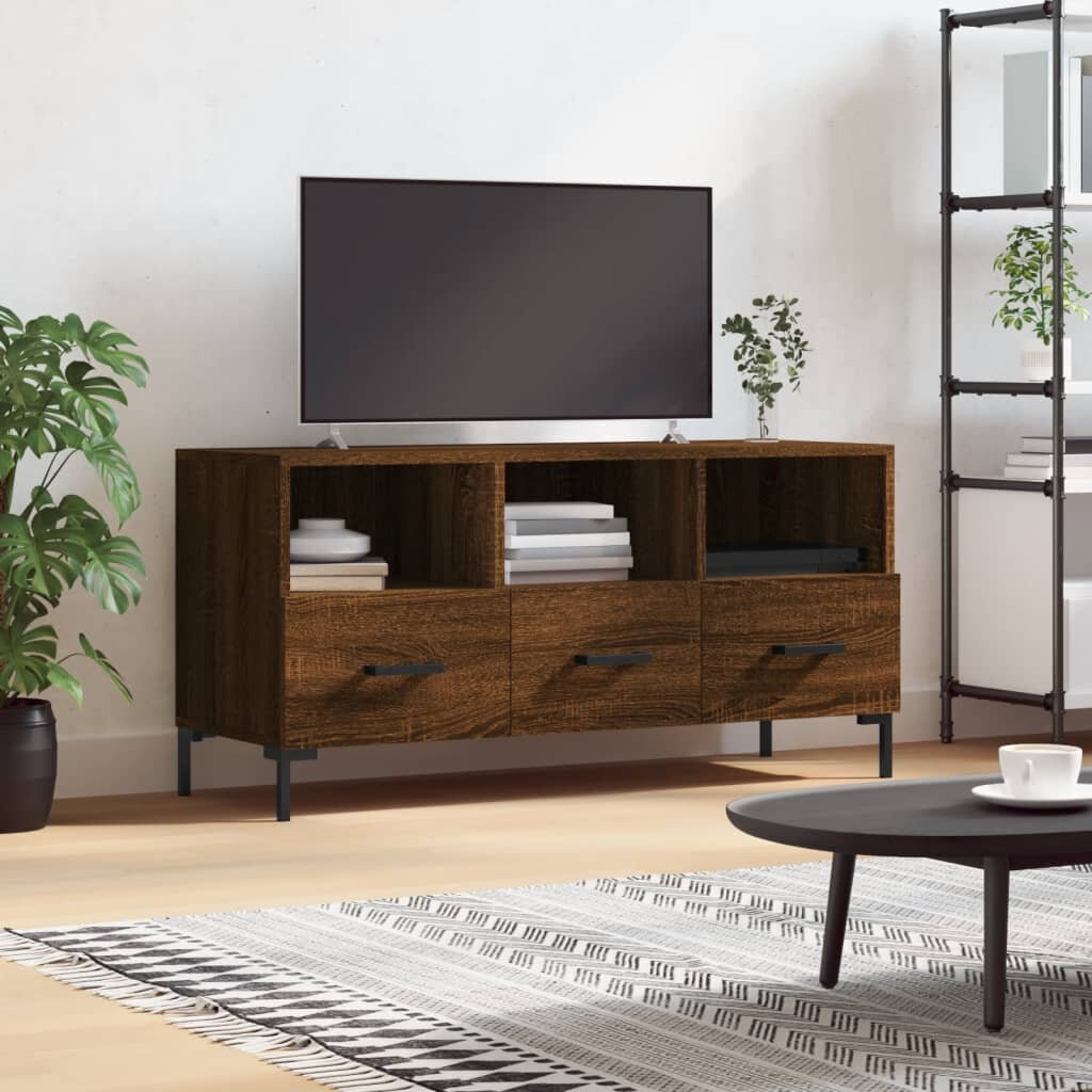 vidaXL ТB шкаф кафяв дъб 102x36x50 см инженерно дърво
