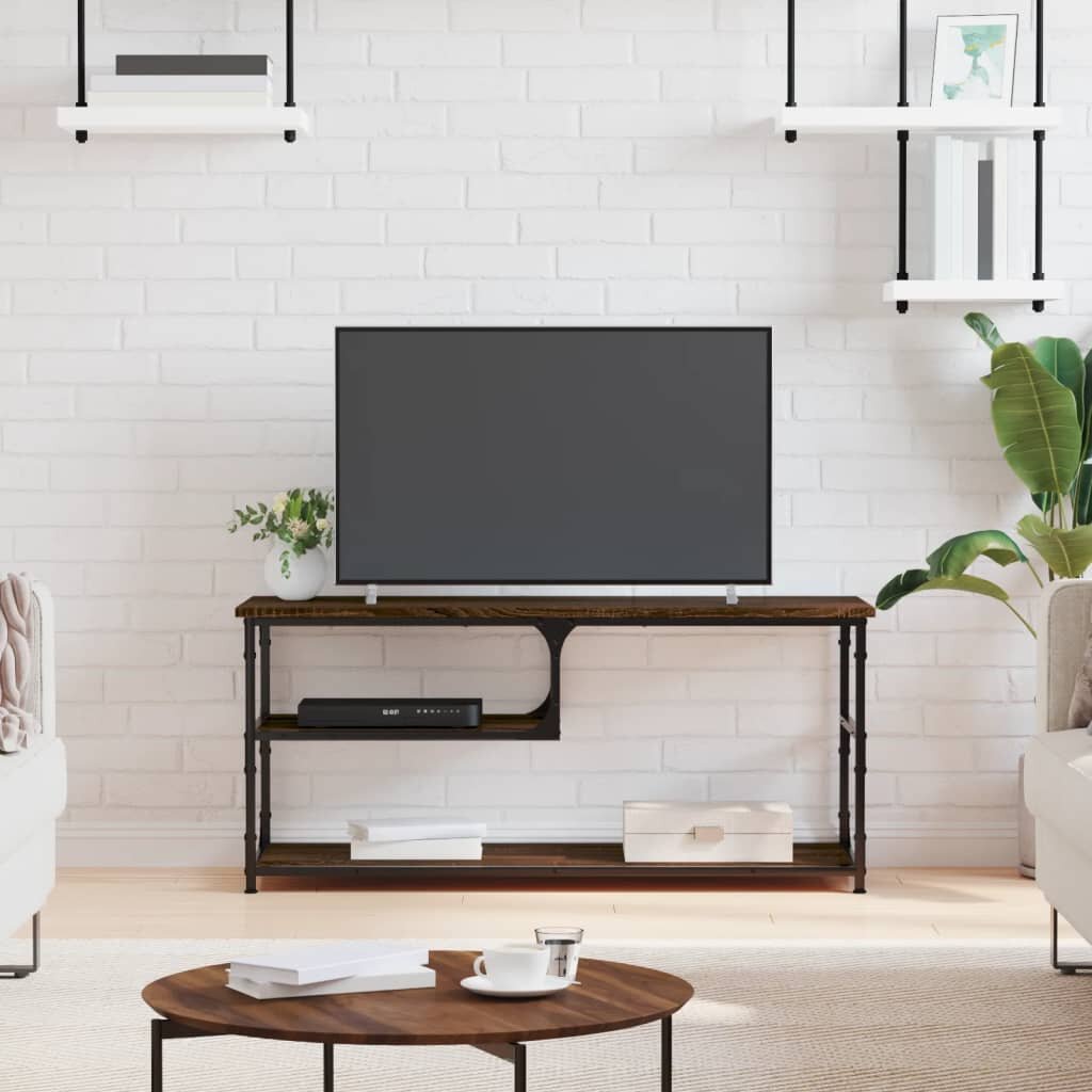 vidaXL ТB шкаф кафяв дъб 103x38x465 см инженерно дърво и стомана