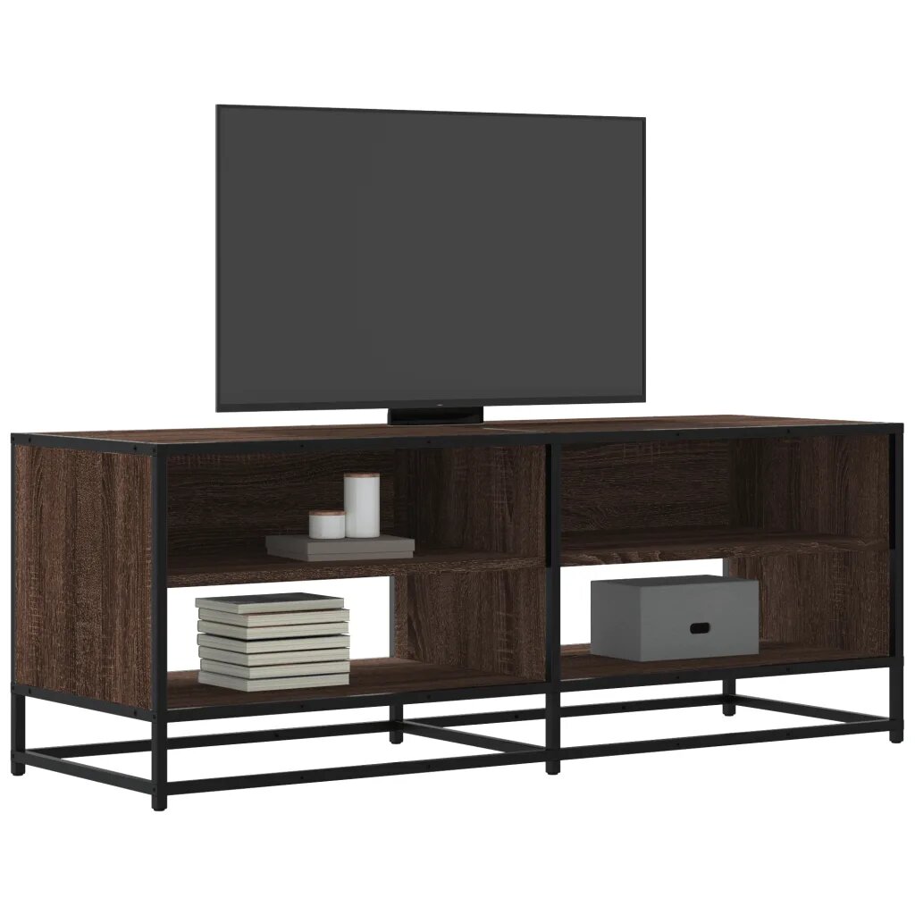 vidaXL ТB шкаф кафяв дъб 1205x40x46 см инженерно дърво и метал