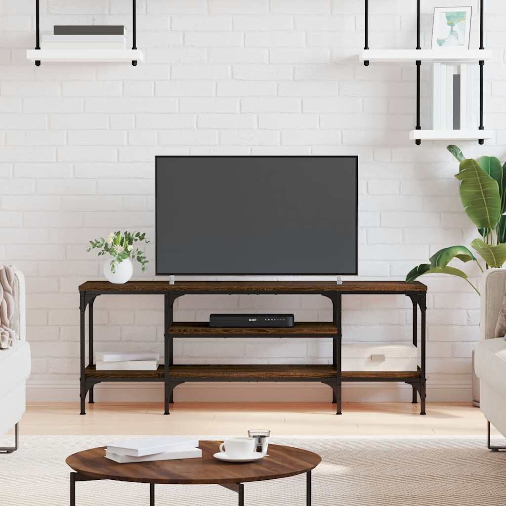 vidaXL ТB шкаф кафяв дъб 121x35x45 см инженерно дърво и желязо