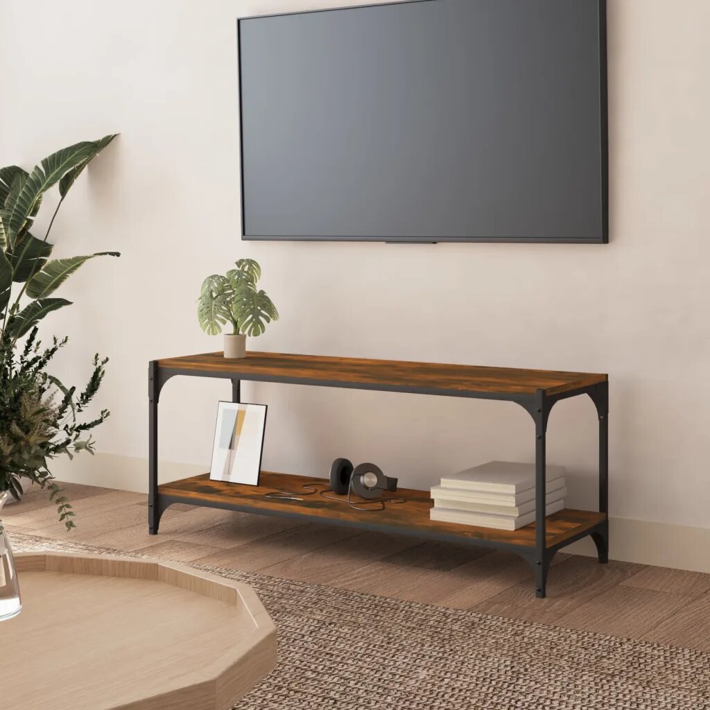 vidaXL ТB шкаф опушен дъб 100x33x41 см инженерно дърво и стомана