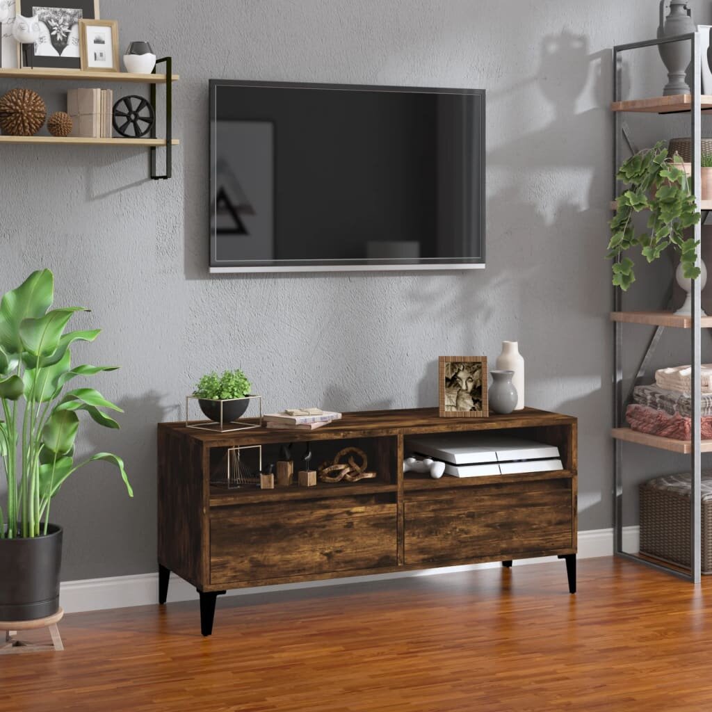 vidaXL ТB шкаф опушен дъб 100x345x445 см инженерно дърво