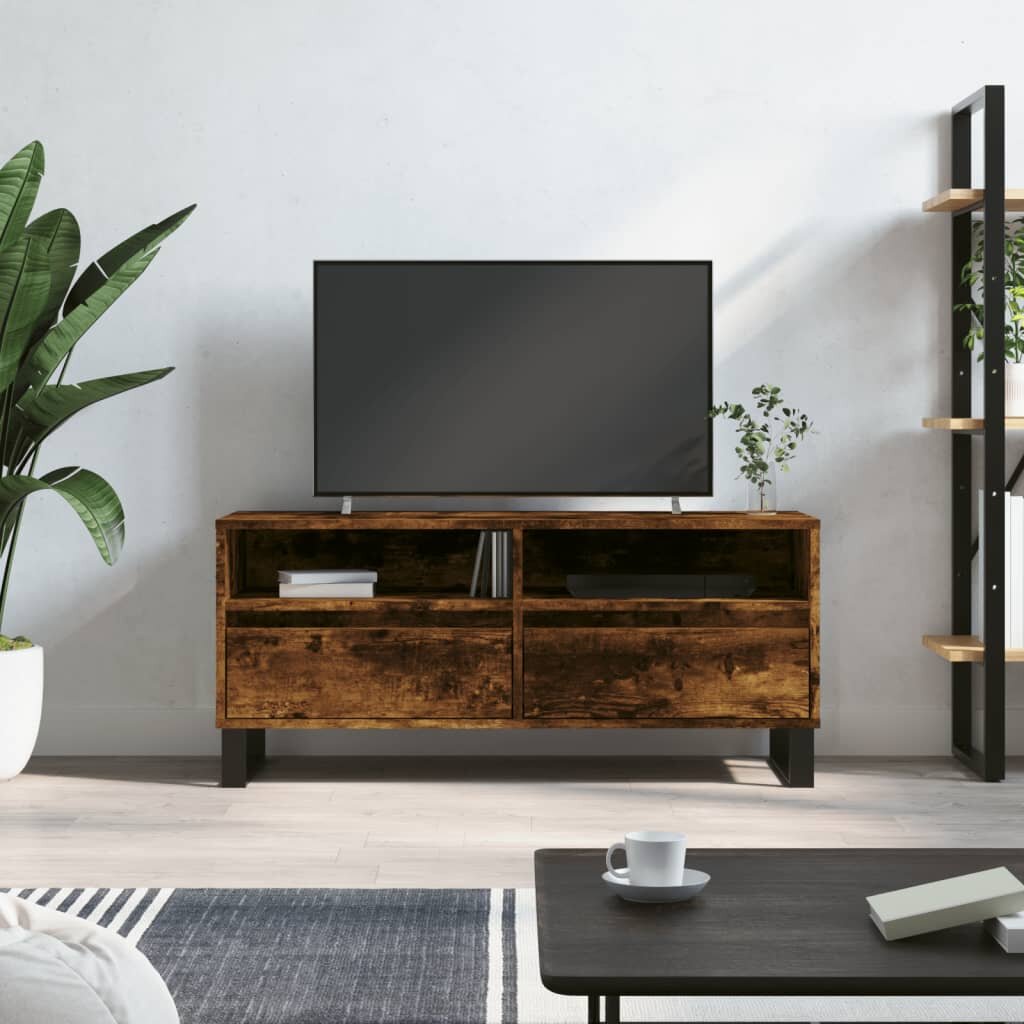 vidaXL ТB шкаф опушен дъб 100x345x445 см инженерно дърво