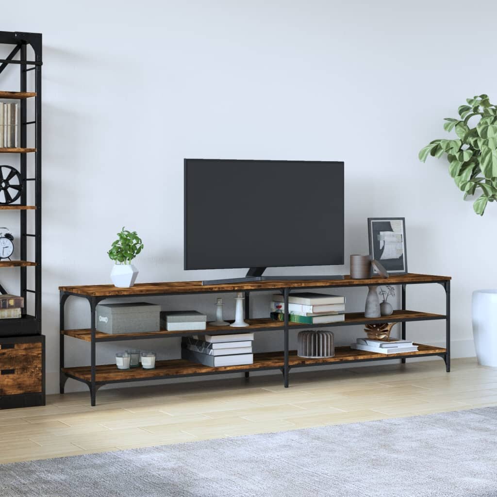 vidaXL ТB шкаф опушен дъб 200x30x50 см инженерно дърво и метал